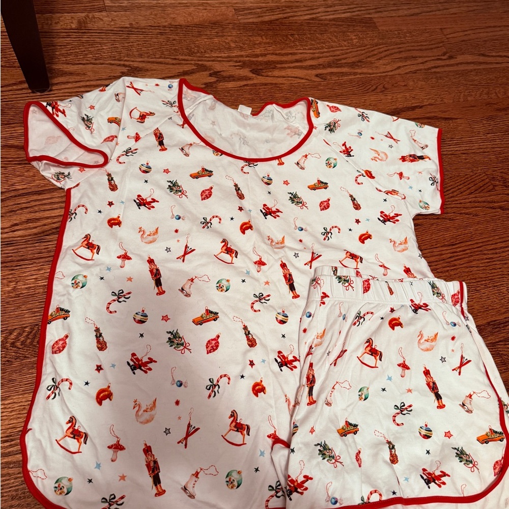 Festive White and Red Pajama Set